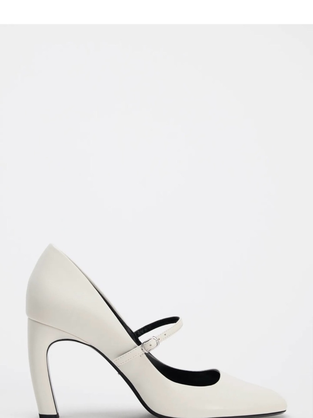 BRAND NEW ZARA Off-White Cream  Mary Jane High Sculpted Heel Almond Toe Pump